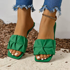 Damen Komfortable Mules mit dekorativem Faltendesign R&B
