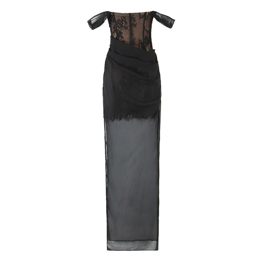 Damen aufwendiges Spitzenkleid mit eleganten Rüschendetails R&B