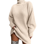 Damen Oversized Strickpullover mit hohem Kragen R&B