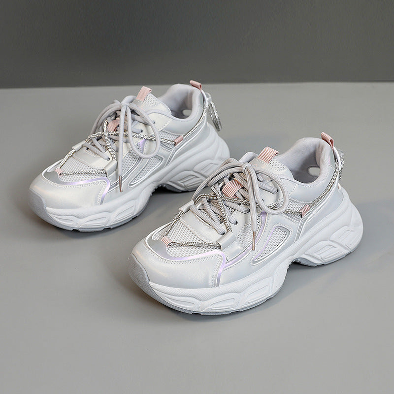 Damen modische Chunky Sneakers mit sportlicher Profilierung und atmungsaktiver Mesh-Oberfläche R&B