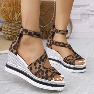 Damen Wedge-Sandalen mit modischem Schnitt und glänzender Oberflächenstruktur R&B