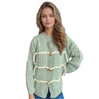 Damen Strickjacke mit innovativem BindR&Band und Knopfdetails R&B