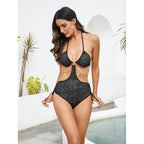 Damen Einteiliger Badeanzug mit modischen Cut-Outs und glamourösen Kettenakzenten R&B
