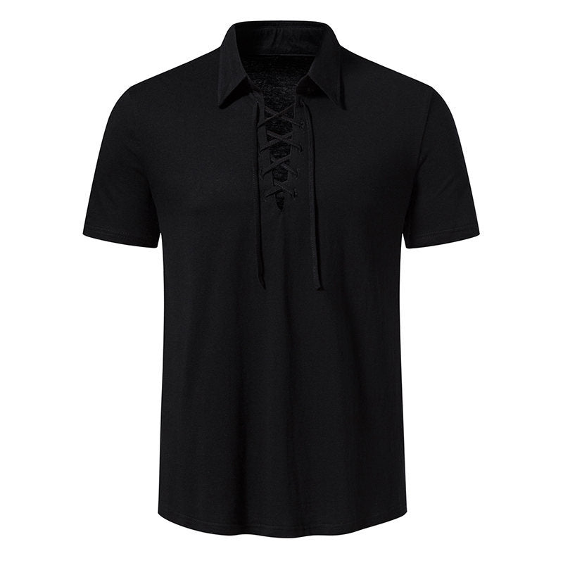 Herren Poloshirt mit modernem Schnürdesign und hochwertiger Baumwollqualität R&B
