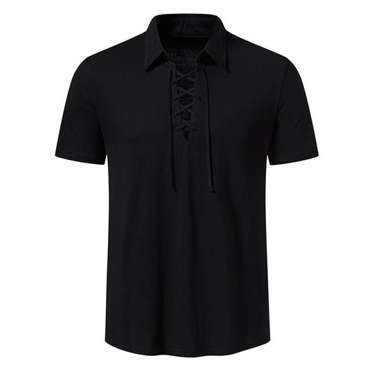 Herren Poloshirt mit modernem Schnürdesign und hochwertiger Baumwollqualität R&B
