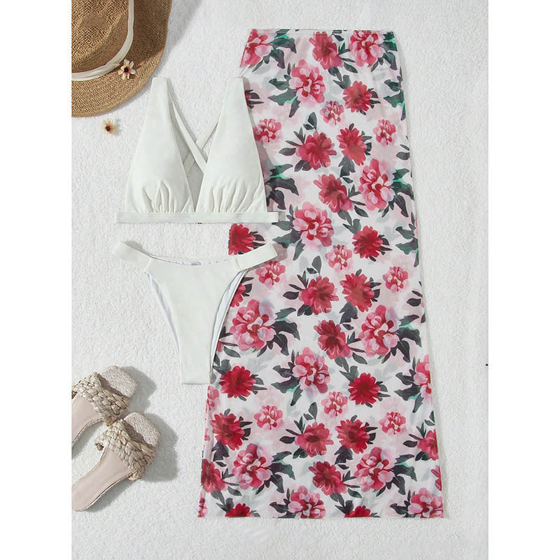Damen Bikini-Set mit floralem Maxi-Rock R&B