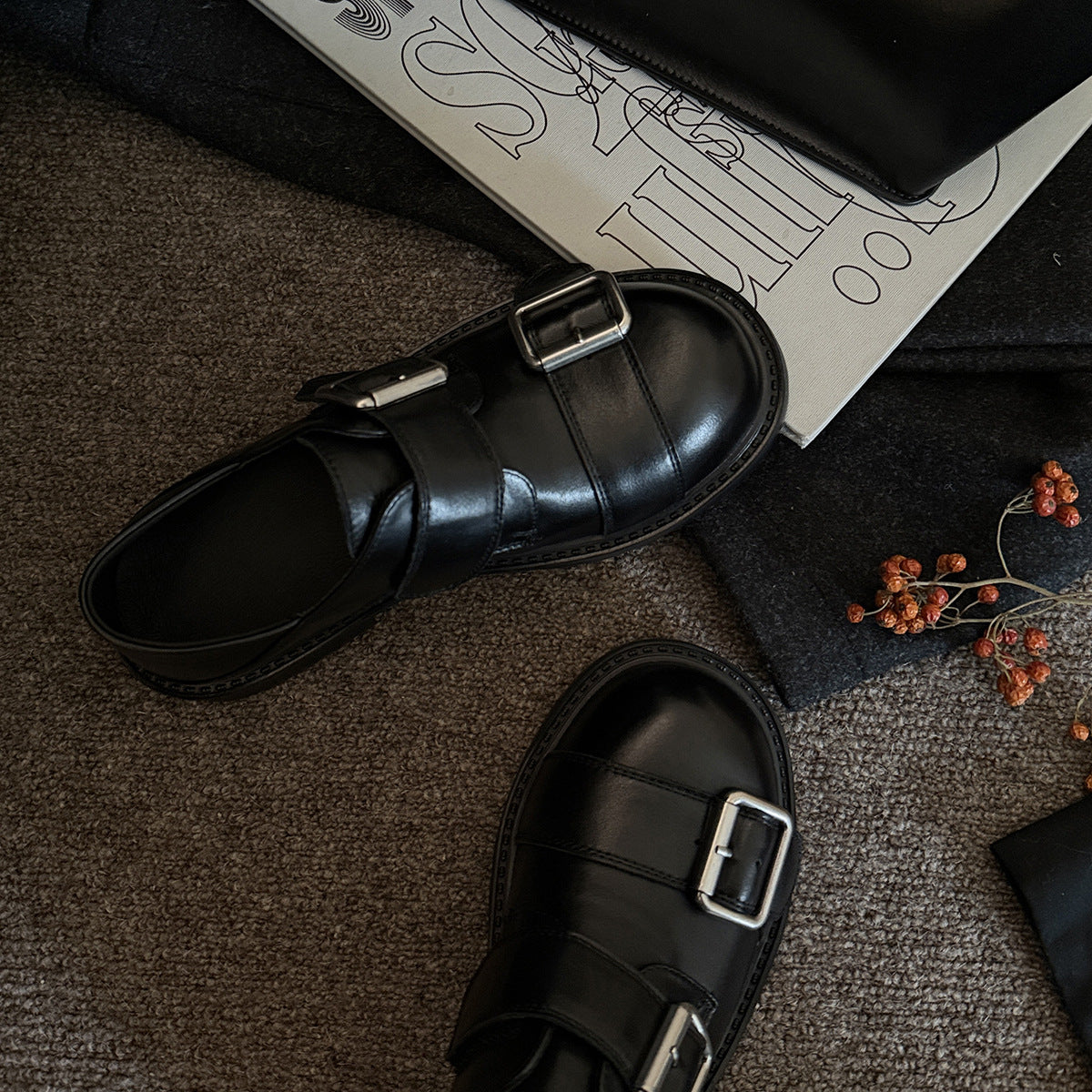 Damen Komfortable Schnürschuhe mit modischem Doppelschnallenverschluss