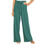 Damen nan Leinenhose mit Paperbag-Bund und weitem Bein R&B