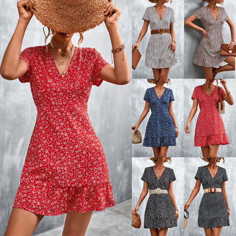 Damen Sommerliches Minikleid mit floralem Design und verspieltem Saum R&B