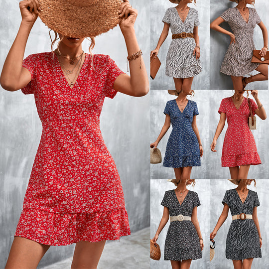 Damen Sommerliches Minikleid mit floralem Design und verspieltem Saum R&B