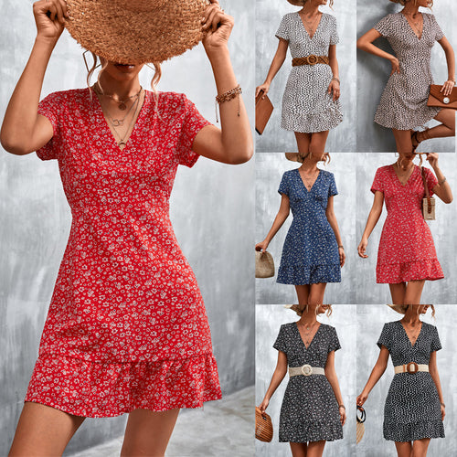Damen Sommerliches Minikleid mit floralem Design und verspieltem Saum R&B