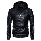 Herren Kunstlederjacke mit praktischem Kapuzen Design und sportiven Details