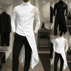 Damen nan avantgardistisches Longshirt mit schrägem Reißverschluss, Stehkragen und unregelmäßigem Zipfelsaum R&B