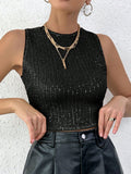 Damen Glitzerndes Crop-Top mit geripptem Design R&B