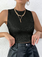 Damen Glitzerndes Crop-Top mit geripptem Design R&B