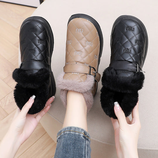 Damen Warme Fleecegefütterte Stiefeletten mit dekorativem Schnallenverschluss R&B