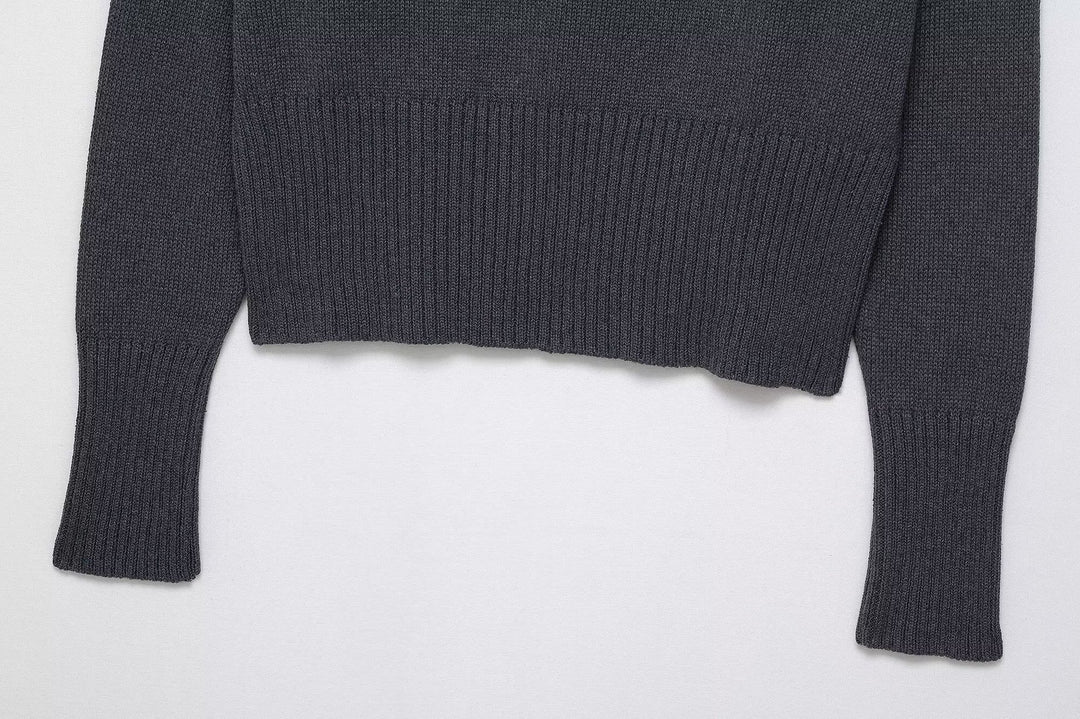 Damen eleganter Oversized-Strickpullover mit weitem Rundhalsausschnitt R&B