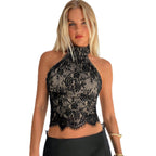 Damen Elegantes Spitzenoberteil mit hochgeschlossenem Design R&B