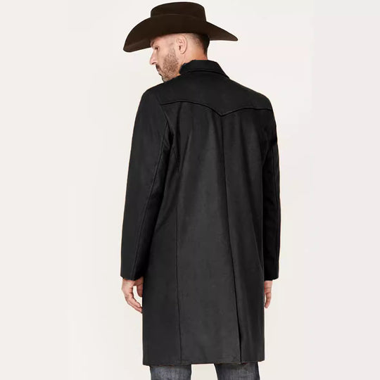 Herren eleganter Langmantel im klassischen Western-Stil mit hochwertigen Details R&B