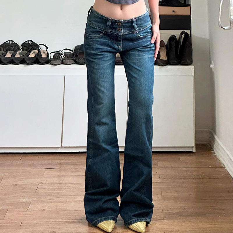 Damen Bootcut Jeans mit hohem Bund und seitlichen Taschen R&B
