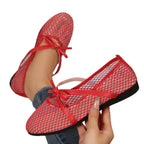 Damen Netz-Ballerinas mit elastischem Riemen und dekorativem Schleifendetail R&B