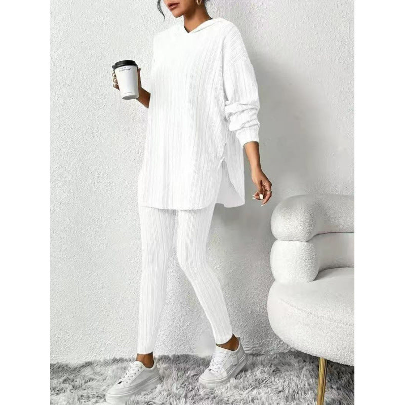 Damen Bequemes Lounge-Set mit Kapuze und schmalen Hosen R&B