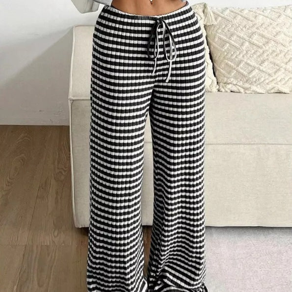 Damen weite Karohose mit elastischem Bund und verstellbarem Kordelzug R&B