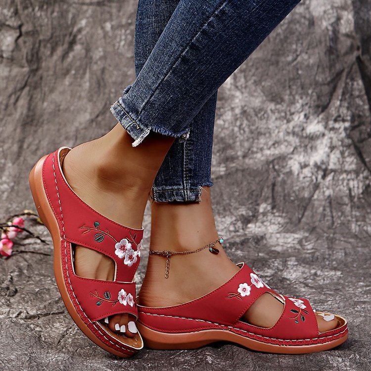 Damen Komfort-Sandalen mit floralem Design und rutschfester Sohle R&B