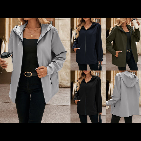 Damen leichte Übergangsjacke mit Kapuze und praktischen Taschen R&B