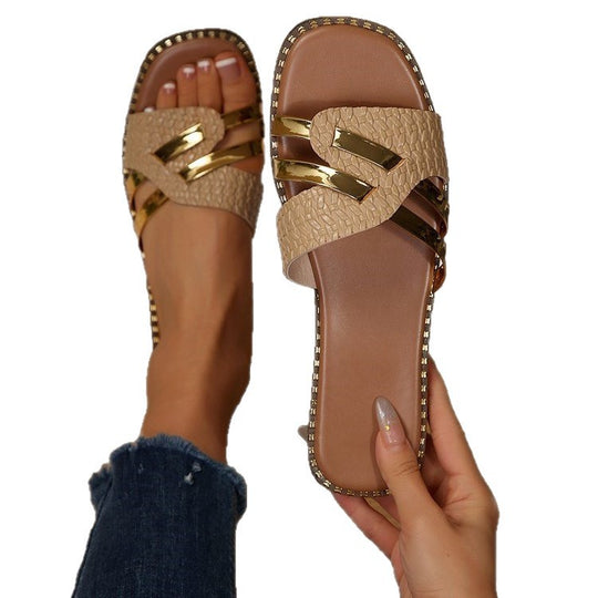 Damen Riemchen-Sandalen mit geflochtenem Design und funkelnden Akzenten R&B