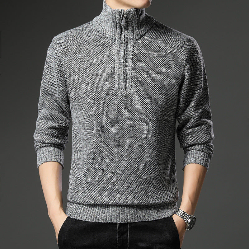 Herren modischer Pullover mit halb hochschließendem Reißverschluss und strukturiertem Design R&B