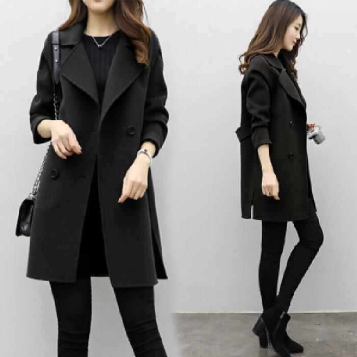 Damen Eleganter Wollmantel mit doppelter Knopfleiste R&B