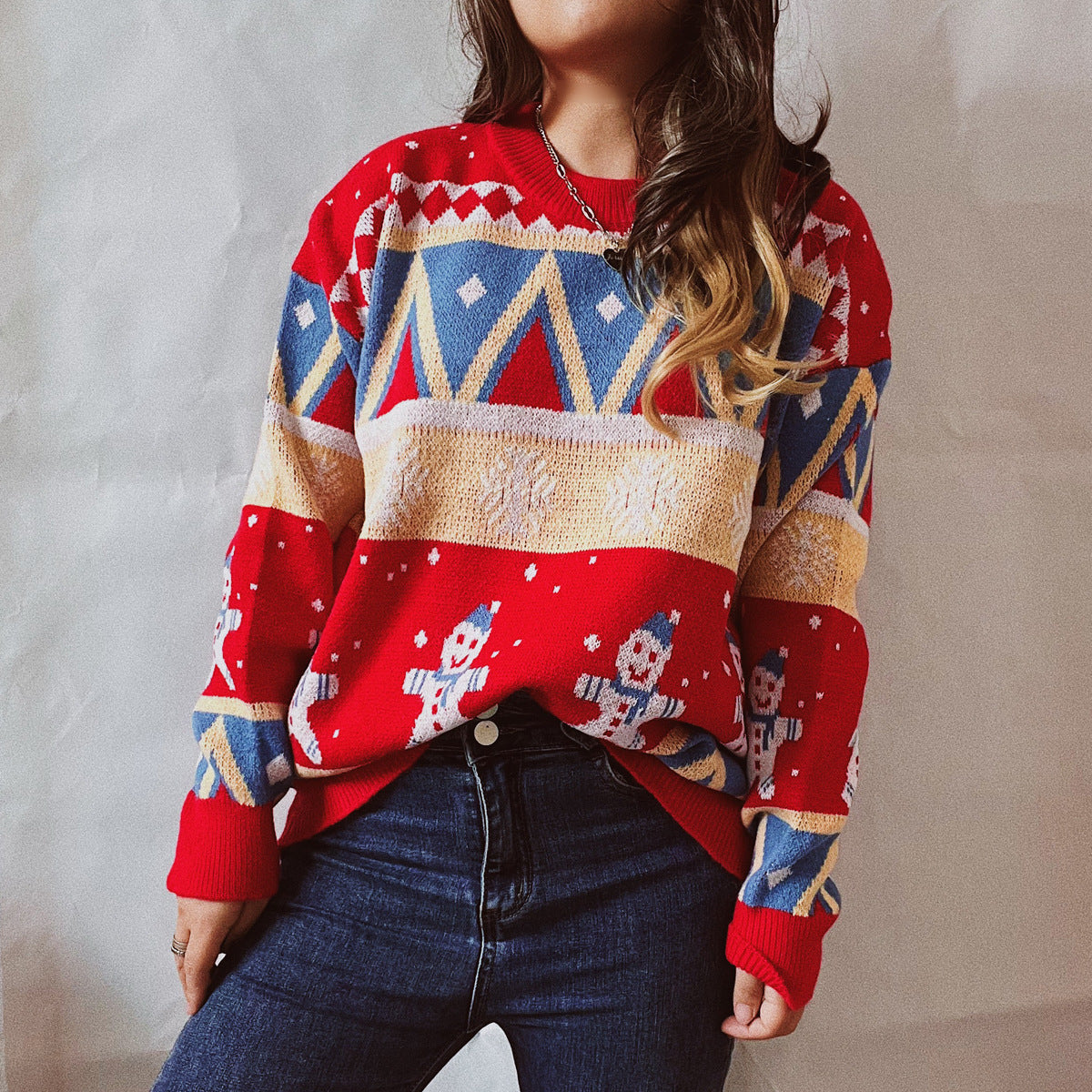 Damen Festlicher Winterpullover mit lR&Bhaftem Weihnachtsdesign R&B