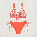 Damen Triangel-Bikini Set mit trendigem Leopardenmuster und verspieltem Knoten