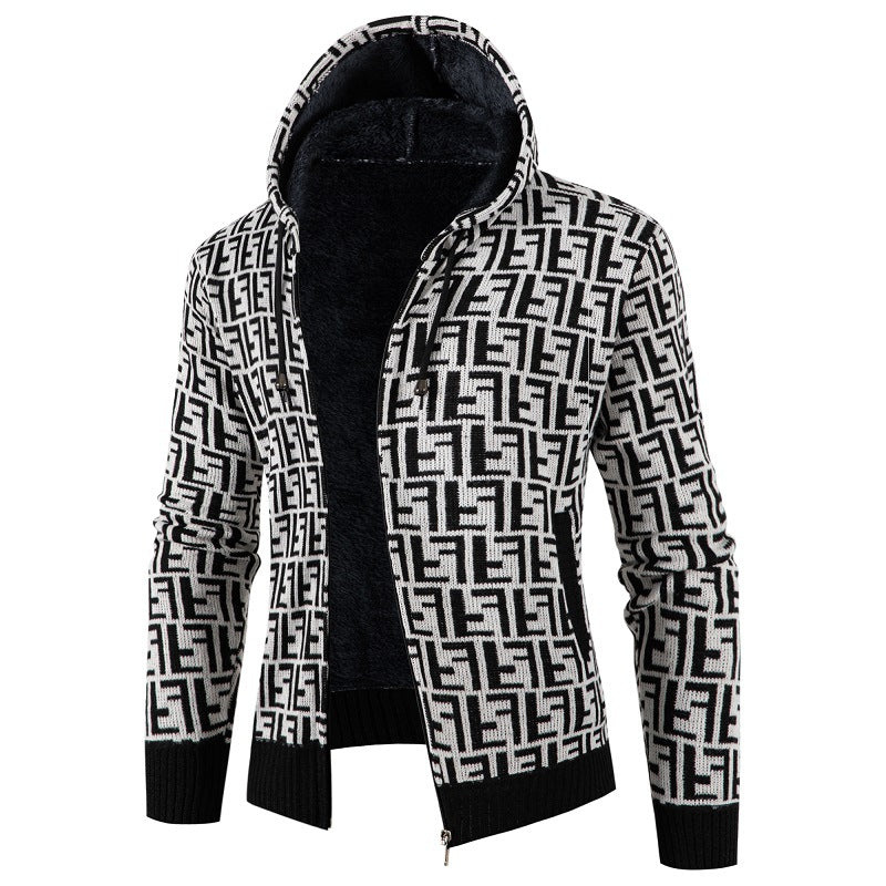 Herren Strickjacke mit modernem Zopfmuster und kuscheligem Innenfutter