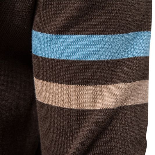 Herren Strickjacke mit modernem Zipper und sportiven Farbstreifen