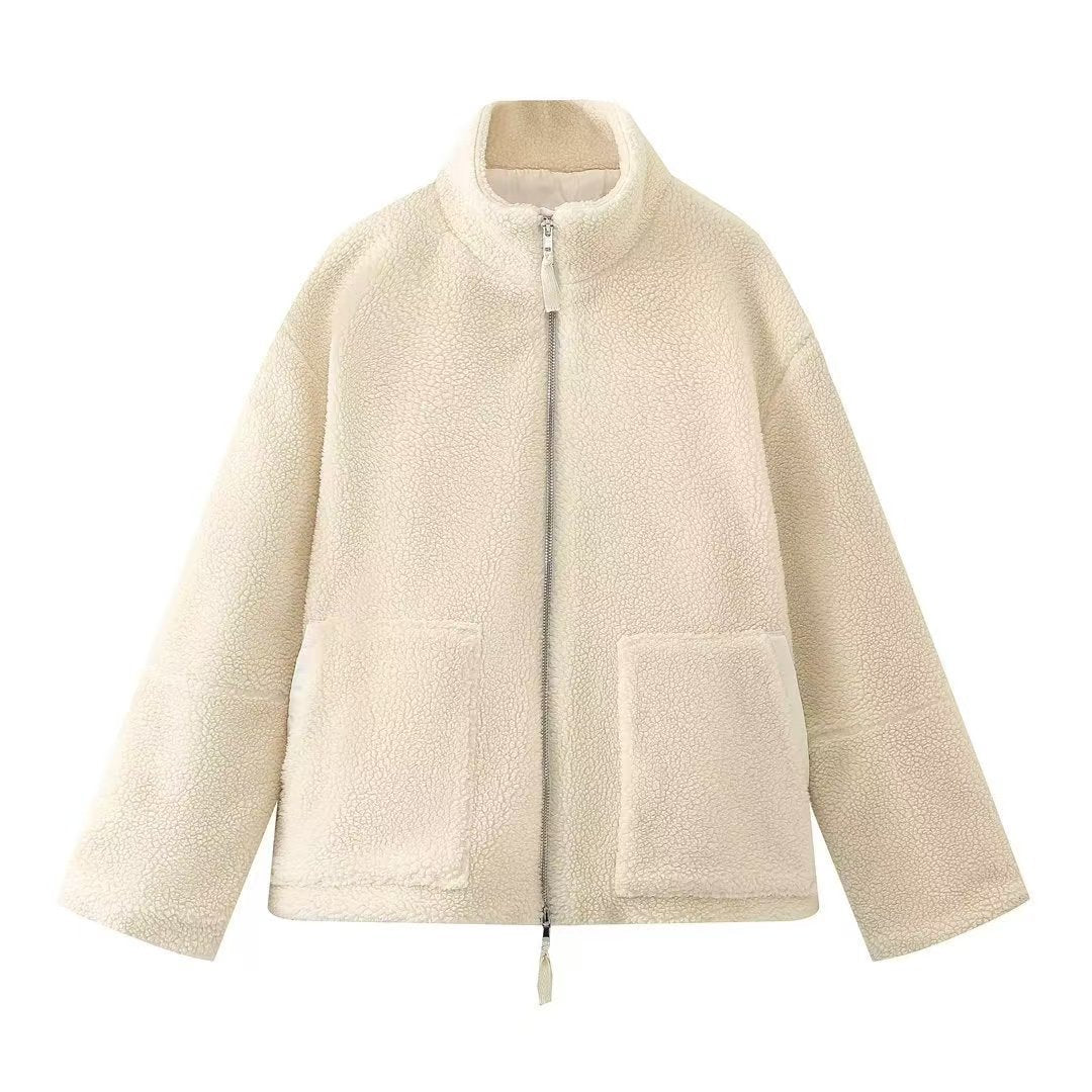 Damen Fleecejacke mit hohem Kragen und Reißverschluss R&B