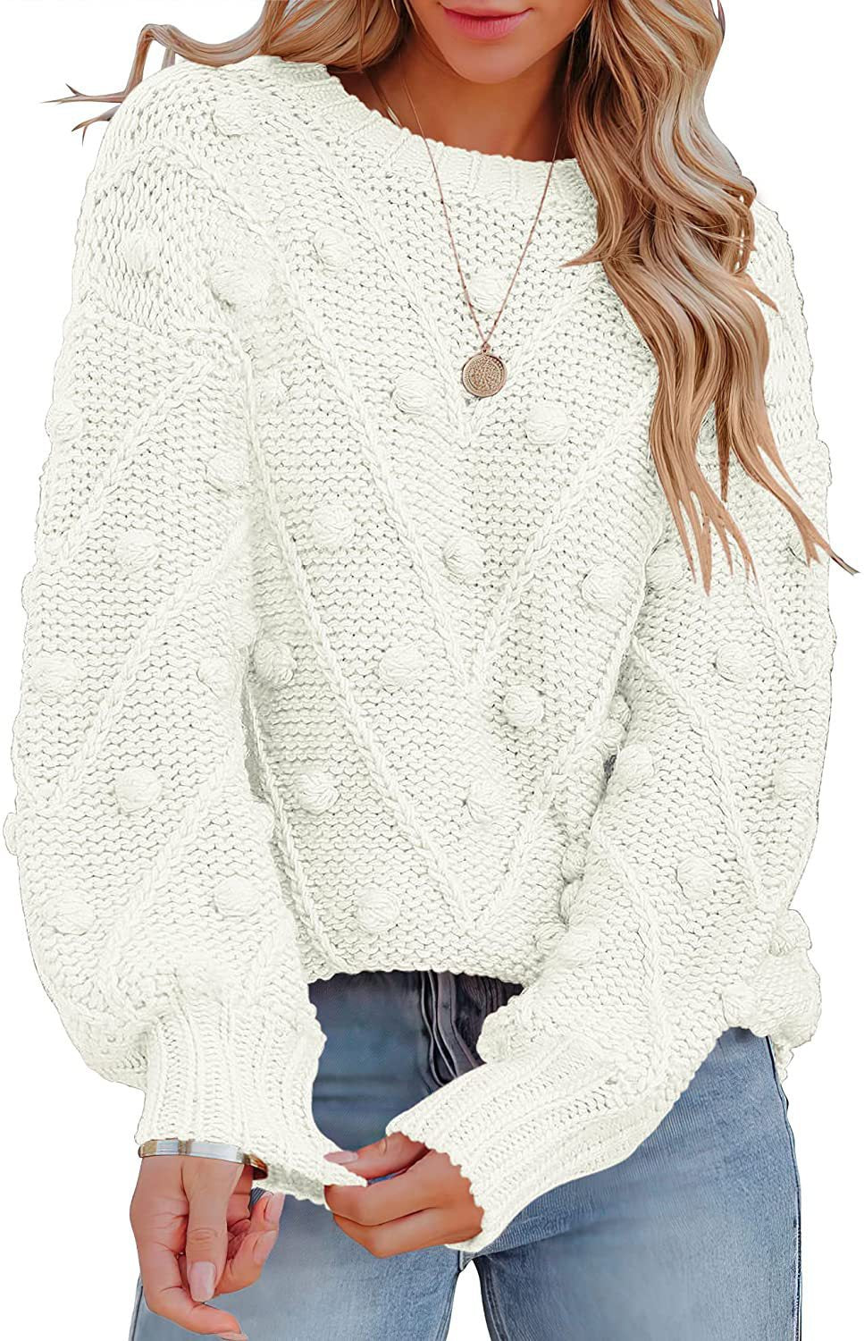 Damen stylischer Strickpullover mit strukturiertem 3D-Muster R&B