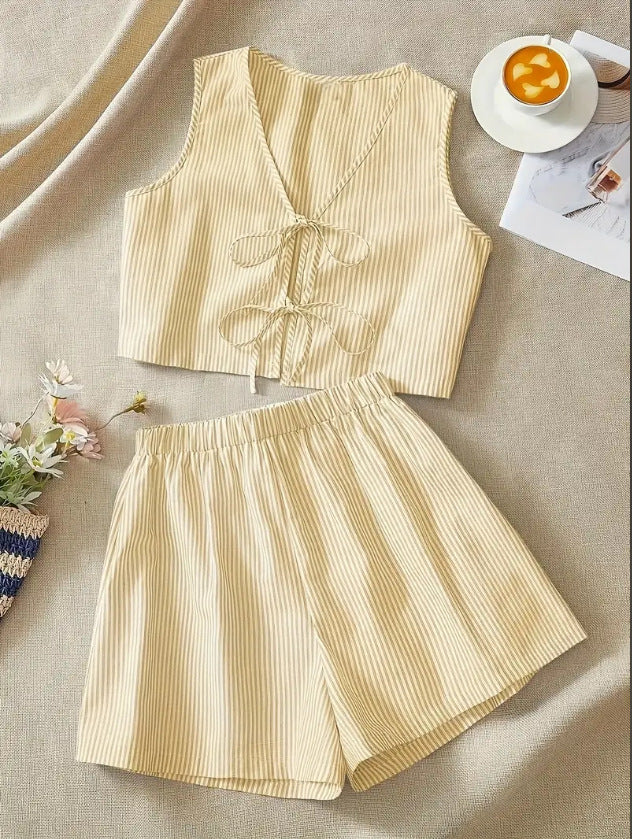 Damen Lounge-Wear Set mit Raffung und Rückenschnürung R&B