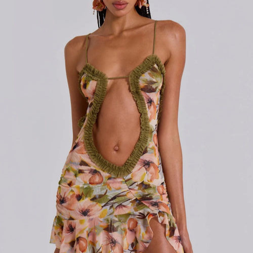 Damen Sommerliches Minikleid mit Raffungen und asymmetrischem Saum R&B