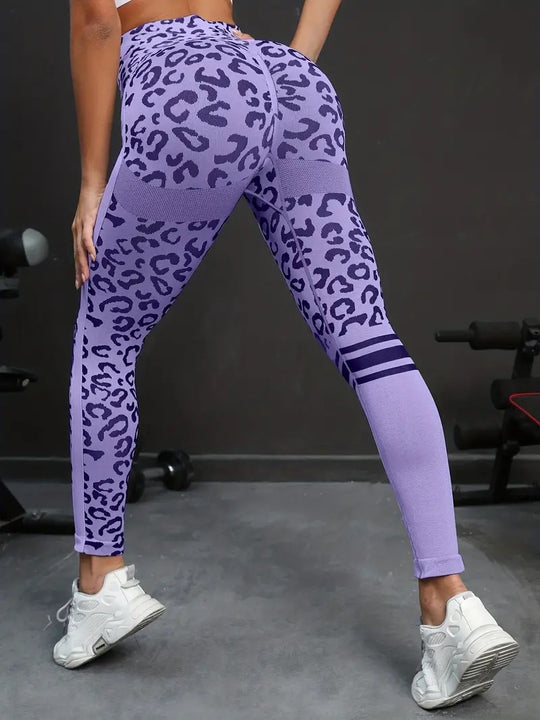 Damen Sportleggings mit Tiermuster und hohem Taillenschnitt R&B