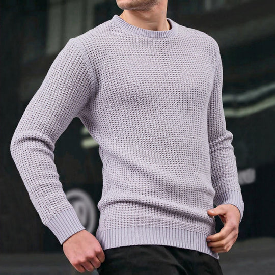 Herren lockerer Strickpullover mit Waffelmuster R&B