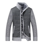 Herren gesteppte Übergangsjacke mit Strickärmeln und hohem Kragen