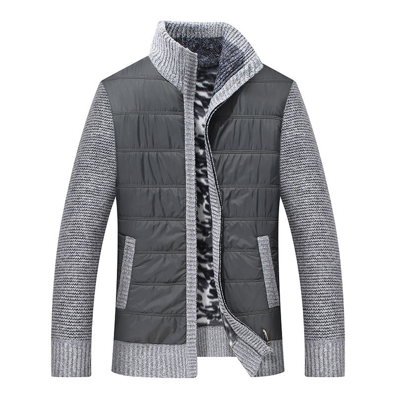 Herren gesteppte Übergangsjacke mit Strickärmeln und hohem Kragen
