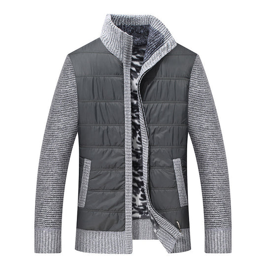 Herren gesteppte Übergangsjacke mit Strickärmeln und hohem Kragen R&B
