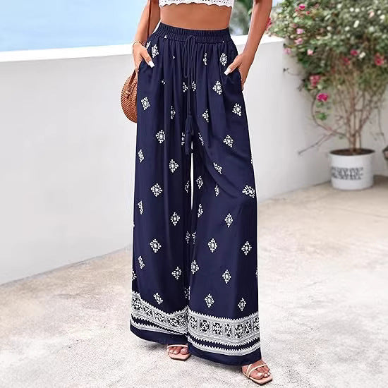 Damen weite Sommerhose mit Boho-Muster R&B