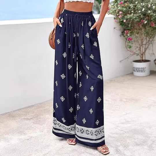 Damen weite Sommerhose mit Boho-Muster R&B
