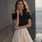 Damen Elegante Bluse mit Rüschendetails im schlichten Design R&B