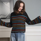 Damen Oversized Streifenpullover aus weichem Material mit weitem Schnitt