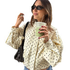 Damen modische Kurzjacke mit Punkten und lässigem Schnitt R&B
